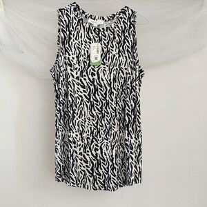 Addition Elle Sleeveless black and White Zebra Print Tank